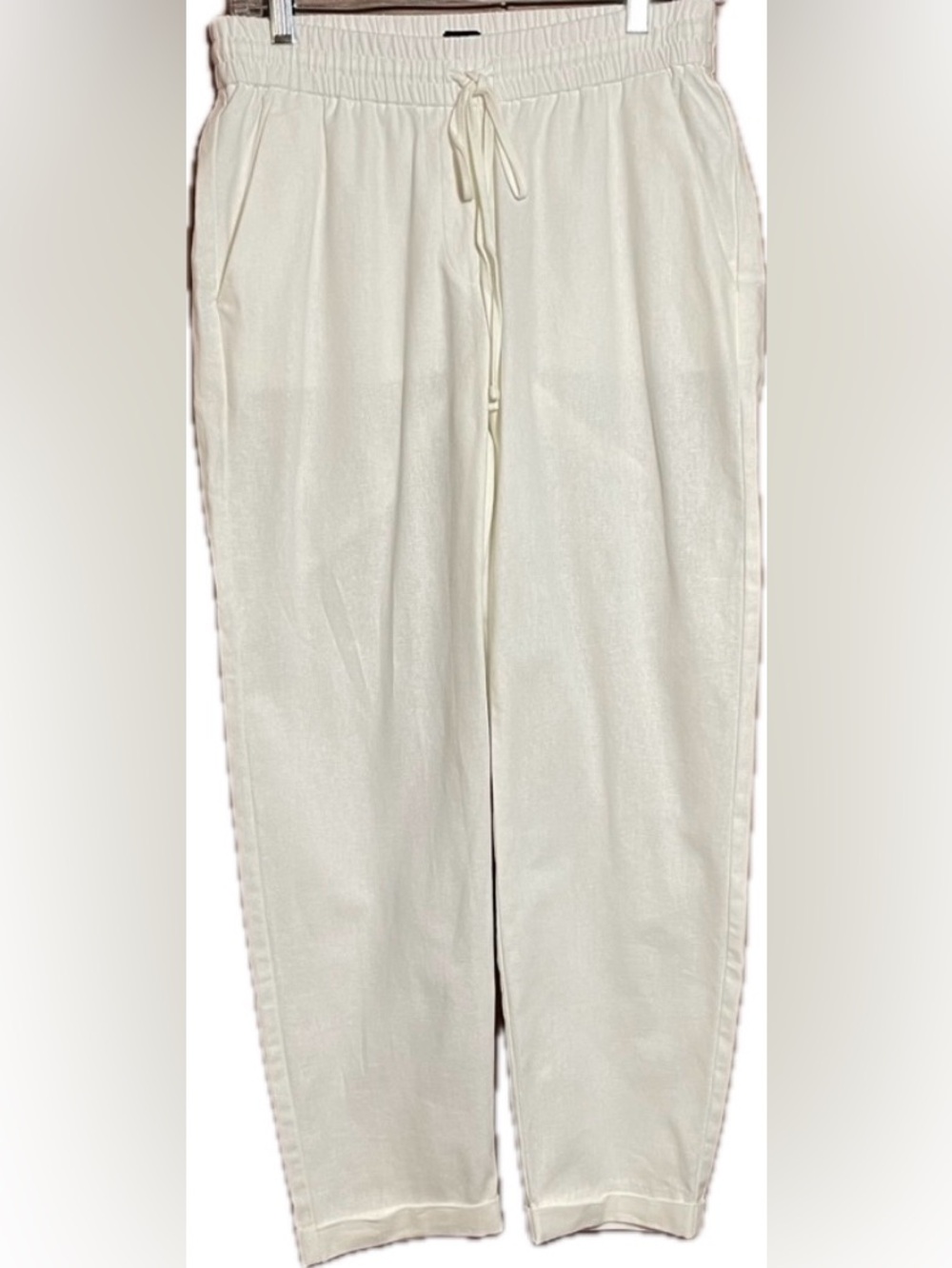 NWT J. Crew Women's 2 White Slim Wide Leg Linen blend Drawstring Pants